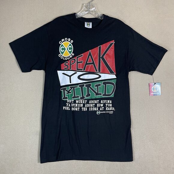 Cross Coluors T-Shirt Mens Medium Black Speak Yo Mind Crewneck Adult NWT - Picture 1 of 14